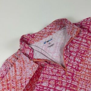IBKUL WMNS SZ XL Pink Liz Print Stretch 1/4 Zip Long Sleeve Mesh Golf Orange
